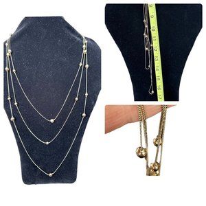Vintage Multi Strand Chain Necklace Layered Gold Tone Station Layering Chain